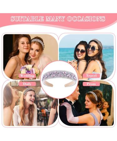 Flayem Rhinestone Headband Glitter Sparkly Crystal Hair Hoop Gorgeous Padded Wide Hair band Jewelry Accessories Prom Banquet Headwear for Women and Girls (Pink) - Buy Online on GoSupps.com