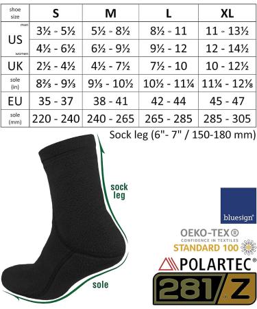 281Z Hiking Warm 6 inch Liners Boot Socks - Polartec Fleece Winter Socks (Black) - Large Size - Buy Online on GoSupps.com