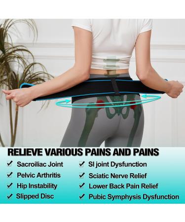 Sacroiliac Belt - SI Joint Hip Support Brace for Men & Women | Pain Relief for Sciatica Pelvis & Lower Back - Black Medium - Buy Online on GoSupps.com