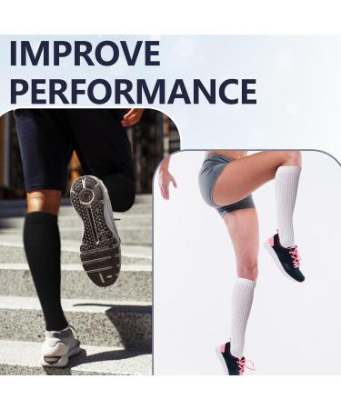 Buy MD Compression Socks (15-20mmHg) for Men & Women - Knee High Cushioned Support for Running Travel Medical Use Edema & Varicose Veins - 6 Pairs (3 Black 3 White - Buy Online on GoSupps.com