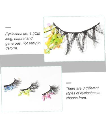 Beavorty 3 Pairs colored false eyelashes lashes fluffy lashes with color Eyelashes Makeup Application faux eyelashes halloween eyelashes 3d sticker chemical fiber fluorescence - Buy Online on GoSupps.com