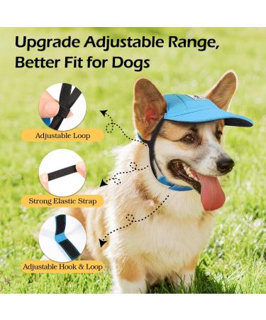 Pawaboo Dog Baseball Caps - Adjustable Pet Hats with Elastic Ear Holes for Sun Protection | Dog Outfits for Small Medium & Large Dogs - Stylish Blue Cap - Buy Online on GoSupps.com