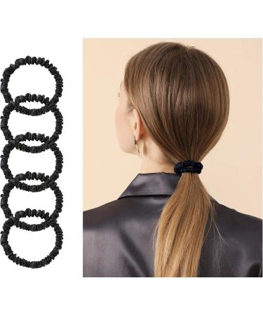 Townssilk Silk Skinnie Scrunchies 100% Pure 22 Momme Mulberry Silk Hair ties for Women Hair Friendly Luxurious Elastic Scrunchies Set(5 Scrunchies black) 5pc black - Buy Online on GoSupps.com