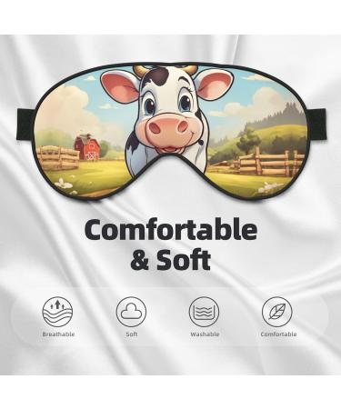 Cartoon Milk Cow Print Unisex Sleep Mask | Double-Sided Eye Mask for Sound Sleep & Skin Care - Buy Online on GoSupps.com