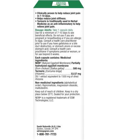 Adrien Gagnon - NEM and TURMERIC for Joint Health Support 30 vegetarian capsules. - Buy Online on GoSupps.com