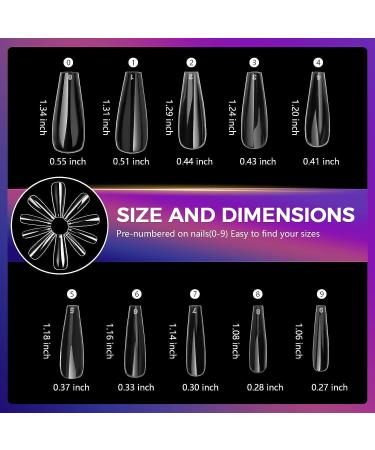 Easkep Clear Coffin Fake Nails - 600Pcs XL Long Ballerina Full Cover Press On Nails with Box | 10 Sizes Acrylic False Nail Tips for Nail Art - Buy Online on GoSupps.com