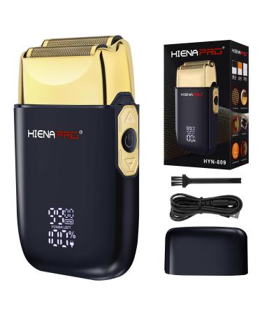 Foil Shaver for Men Barber Double Electric Foil Trimmer Professional Electric Razor Close Shaver Cordless Rechargeable with USB Detachable Design LED Display Black Gold