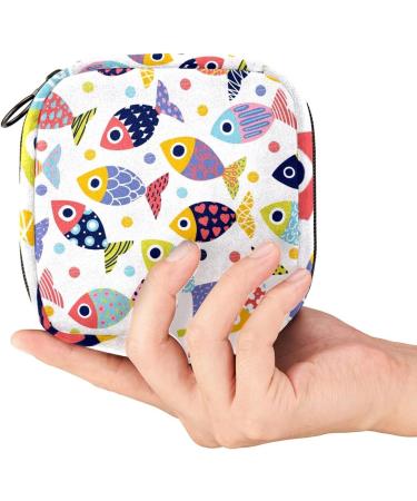 Colorful Fish Pattern Sanitary Napkin Storage Bag - Menstrual Period Kit Pouch for Women, Teens - 10 Colors - Buy Online on GoSupps.com