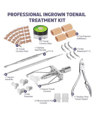 Ingrown Toenail Removal Kit - Corrector Strips, Pedicure Tool, Braces, Patch & Protectors - Buy Online on GoSupps.com