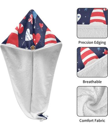 Cute American Independence Dwarf Hair Towel 2 Pack | Super Absorbent Quick Dry Hair Turbans for Women & Girls - Buy Online on GoSupps.com