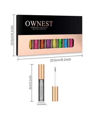 Ownest 10 Colors Liquid Glitter Eyeliner Set - Waterproof Metallic Shimmer Eyeshadow Kit - Buy Online on GoSupps.com