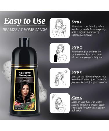 KINGMING Black Hair Dye Shampoo 3 in 1 | Herbal Hair Color for Grey Coverage - 500ml - Perfect for Men & Women - Buy Online on GoSupps.com