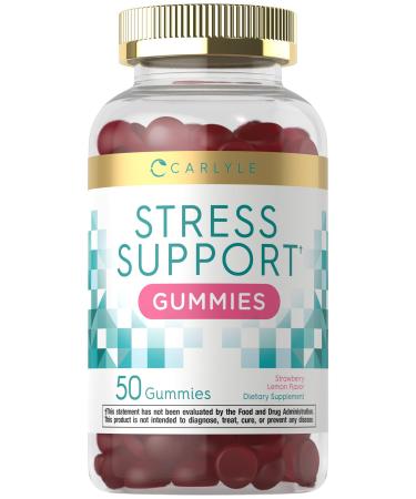Carlyle Stress Support Supplement Gummies | 50 Count | for Women and Men | with GABA and L-Theanine | Strawberry Lemon Flavor | Non-GMO & Gluten Free