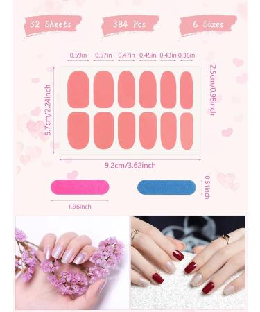 384 Pieces Full Wraps Nail Polish Stickers Kalolary 32 Sheets Solid Glitter Color Nail Wraps Self-Adhesive Nail Decals Stick on Nail Strips with 5 Nail Files for Women Girls DIY Nail Art Decoration Nail stickers - Buy Online on GoSupps.com