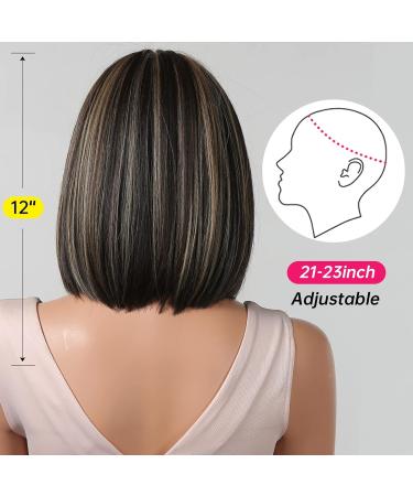 Allbell Short Bob Wigs for Women - Black & Blonde Synthetic Wig with Bangs | Perfect for Christmas - Buy Online on GoSupps.com