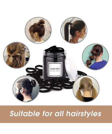 50PCS Black Cotton Seamless Hair Ties for Thick & Curly Hair - Buy Online on GoSupps.com