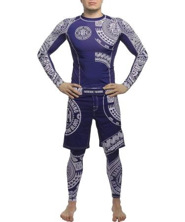 Hardcore Training Ta Moko Fight Shorts Men's - Small Blue | MMA, BJJ, Muay Thai, Kickboxing Shorts - Buy Online on GoSupps.com