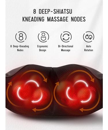Shiatsu Back Neck Shoulder Massager w/ Adjustable Heat & Speed - 8 Nodes Deep Tissue Kneading, Back Pain Relief - Best Christmas Gift for Women & Men - Home, Car, Office - Buy Online on GoSupps.com