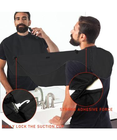 Black Shaving Bib with 2 Suction Cups - Men's Salon Care Smock for Face Trimming and Hair Cutting - Buy Online on GoSupps.com