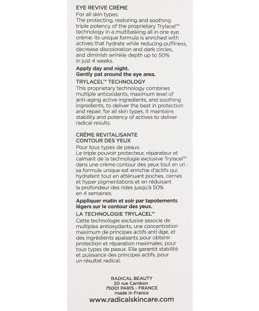 Radical Skincare Eye Revive Creme - 4-in-1 Anti-Aging Solution for Wrinkles, Dark Circles, Puffiness & Fine Lines - 0.5 Fl Oz - Buy Online on GoSupps.com