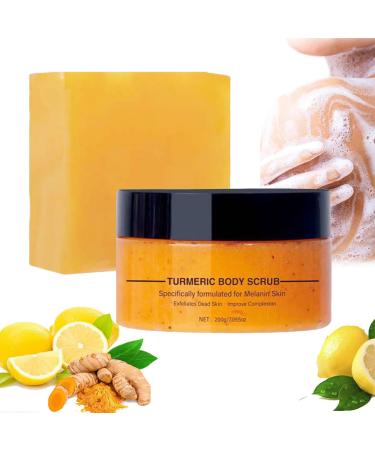 Turmeric Scrub,Kojic Acid Skin Lightening Soap for Dark Spots, Brightening Inside Thighs, Bikini Area, Natural Facial Exfoliation