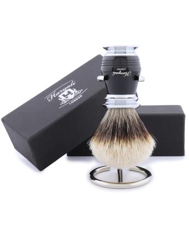 Haryali London shaving brush - 2 partial shaving set with shaving brush - shaving brushes roof hair Silberspitz - stainless steel shaving stand Perfect for shave - Elegant black color handle made of noble resin - Buy Online on GoSupps.com