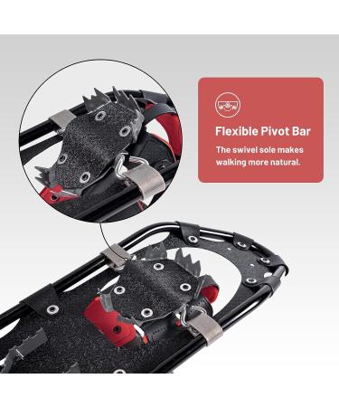 Lightweight 21/25/30 Inches Snowshoes with Ratchet Binding and Trekking Poles - Red 30 (Up to 250lbs) - Buy Online on GoSupps.com
