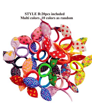 Himeeu 40 PCS Rabbit Ear Hair Ties for Girls and Women - No Crease Ponytail Holders - Random Colors - Buy Online on GoSupps.com