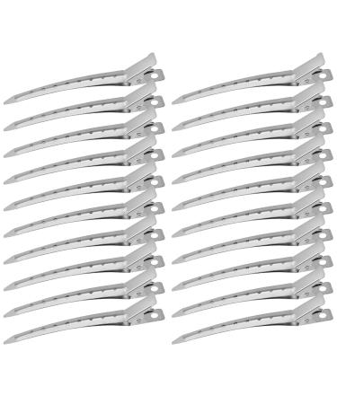 Hair Clips for Styling Sectioning 24Pack Metal Duck Bill Clips for Women Alligator Hair Clip for Long Curl Thick Hair Roller Clips Pin Curl clips Salon Clips 3.5Inch Silver