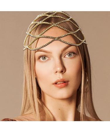 VIJIV 1920s Flapper Headpiece | Great Gatsby Crystal Rhinestone Headband for Women | Wedding Bride Accessories in Gold - Buy Online on GoSupps.com