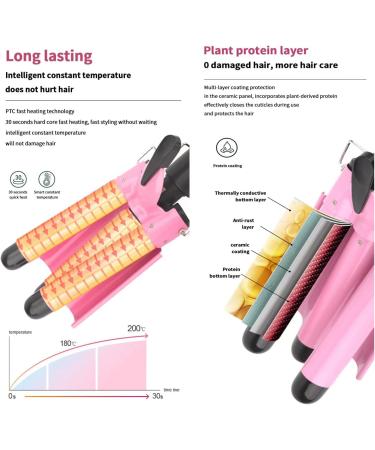 3 Barrel Curling Iron Crimper Hair Waver Deep Wave Styling Tool (Pink) - Buy Online on GoSupps.com