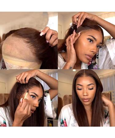 NREDCA 18 Inch Brown Straight Lace Front Wig Human Hair 180 Density HD Lace Front Wig for Black Women - Buy Online on GoSupps.com