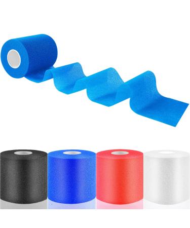 4 Pieces Foam Underwrap Tape Bandage Wrap Sports Pre-wrap Athletic Tape for Elbow Ankles Wrists Hands and Knees (Black&Red&White&Blue)