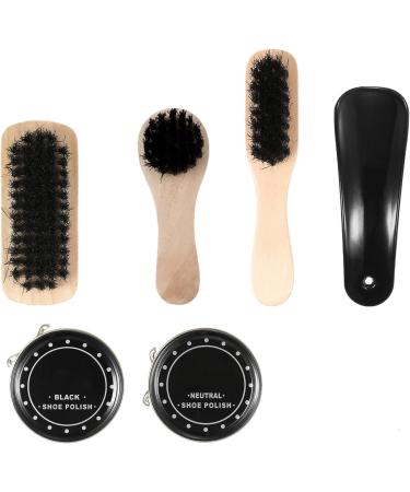 KOCAN 8PCS Shoe Shine Care Kit Black and Neutral Polish Brushes for Boots Shoes Sneakers Style 1 - Buy Online on GoSupps.com
