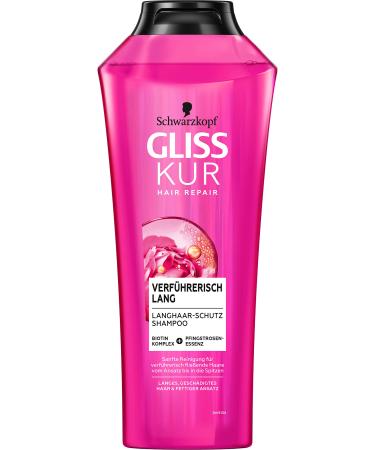 Gliss cure shampoo seductively long (400 ml) hair shampoo repaired damaged hair lengths care shampoo maintains dry tips & freed from greasy approach flowery 400 ml (1 Pack)