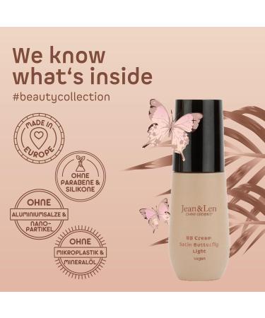 Jean & Len BB Cream Satin Butterfly Light - Vegan Blemish Balm for Redness & Imperfections Non-Comedogenic Paraben & Silicone Free 30ml - Buy Online on GoSupps.com