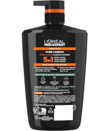 L'Or al Men Expert Pure Carbon Shower Gel Large XXL 1L (Pack of 2) Pure Carbon 1 l (Pack of 2) - Buy Online on GoSupps.com