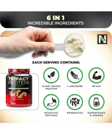 Nutrology TRIPACT Vegan Protein Powder - Organic Pea Rice & Pumpkin Blend Meal Replacement Shake with BCAAs & Glutamine for Muscle Recovery & Immunity Peanut Butter & Vanilla Flavor 20 Servings. Peanut Butter & Vanilla 1  - Buy Online on GoSupps.com