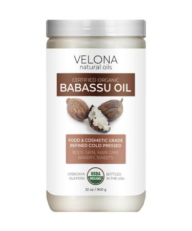 Velona Babassu Oil USDA Certified Organic - 32 oz | 100% Pure and Natural Carrier Oil | Refined, Cold Pressed | Face, Hair, Body & Skin Care and Cooking | Use Today - Enjoy Results 32 Ounce