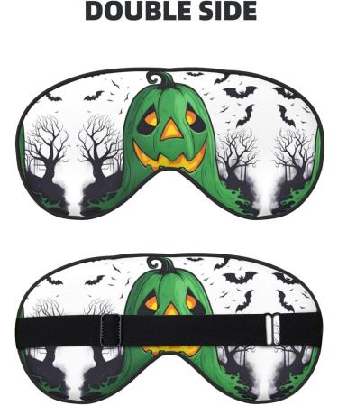 Green Ghost Horror Halloween Pumpkin Print Eye Mask | Ultra-Soft Light-Blocking | Perfect for Comfortable Sleep | International Shipping Available - Buy Online on GoSupps.com