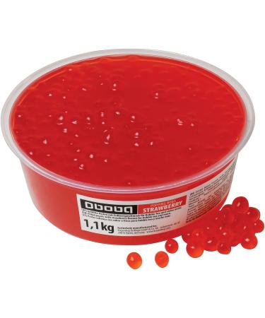 Oboba Popping Boba - Strawberry Flavored Filled Fruit Pearls for Bubble Tea | 1.1 kg Pack - International Shipping Available - Buy Online on GoSupps.com