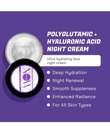 NOW BEAUTY Polyglutamic Plus Hyaluronic Acid Night Cream - Deeply Hydrating Moisturizer - Overnight Anti-Aging Cream for Face - Vegan Sulfate & Paraben Free - For Men & Women - Travel Size - 1.7 oz 1.72 Fl Oz (Pack of 2) - Buy Online on GoSupps.com