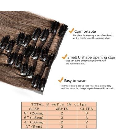 SEGO Clip In Hair Extensions - 100% Remy Human Hair Light Brown #6 25cm 50g - Affordable Thin Extensions for Effortless Style - Buy Online on GoSupps.com