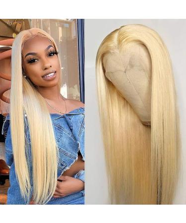 Allove 613 Blonde Lace Front Wig Human Hair Pre Plucked Bleached Hair Knots 16inch T Part Straight Lace Front Wigs with Baby Hair 130% Density 10a Middle Part Brazilian Human Hair Wigs for Black Women 16 Inch (Pack of 1) 6…