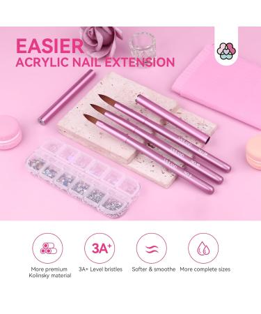 Saviland Acrylic Nail Brush Set for Beginners - 3PCS Size 14 10 6 with Pink Handle | Sturdy Kolinsky Hair for Acrylic Application & Nail Art - Buy Online on GoSupps.com