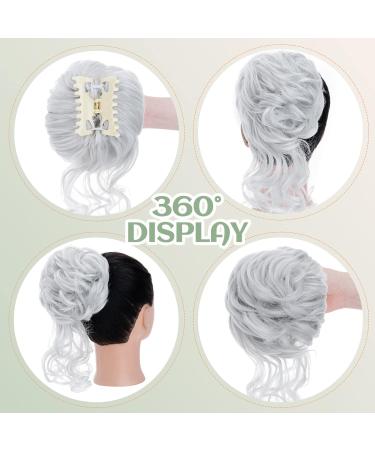 S-Noilite Tousled Updo Claw Clip Hair Bun - Silver Grey Synthetic Curly Wavy Scrunchies for Women - Buy Online on GoSupps.com