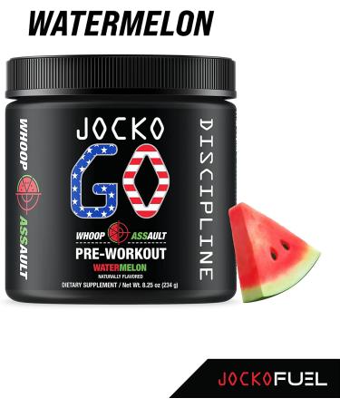 Jocko GO Pre Workout Watermelon - KETO Nootropic Blend with Vitamin C, Caffeine, L Citrulline - Sugar Free - Supports Muscle Pump, Endurance & Recovery - 30 servings - Buy Online on GoSupps.com