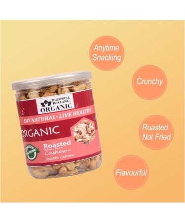 Blessfull Healing Organic Natural Vegan Wasabi Roasted Halves/Pieces Cashew Nuts Crunchy Kaju 250 Gram - Buy Online on GoSupps.com