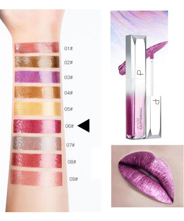 Matte Lipstick Mirror Pearl Effect Nude lip gloss metallic Light lipgloss shimmer Long-Lasting Waterproof Glitter Liquid Lipstick Lip Glaze(C 06) - Buy Online on GoSupps.com