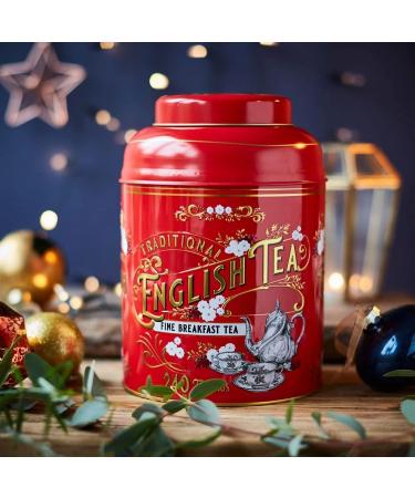 New English Teas Vintage Victorian Tea Caddy - Red with 240 Fine Breakfast Teabags - Buy Online on GoSupps.com